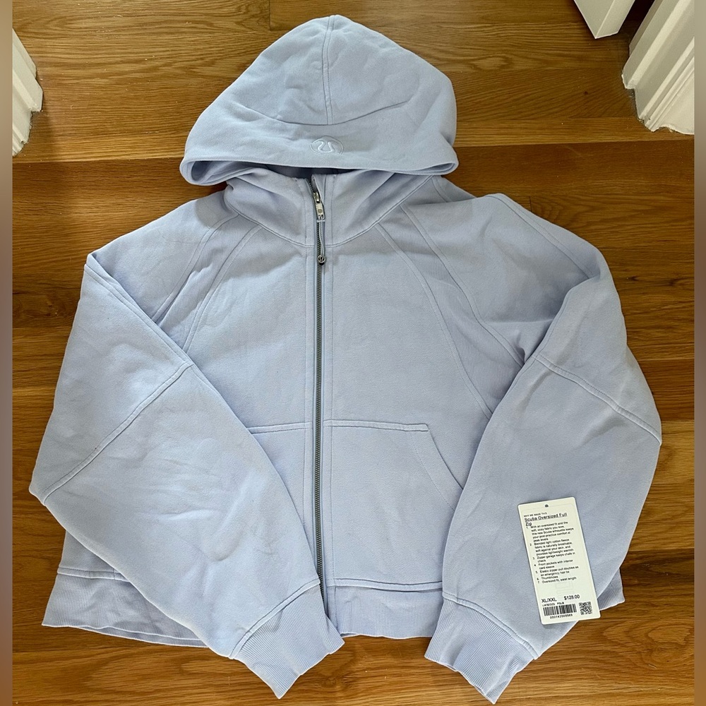 NWT 🍋 Lululemon Blue Linen Scuba Oversized Full Zip Hoodie Size XL/XXL